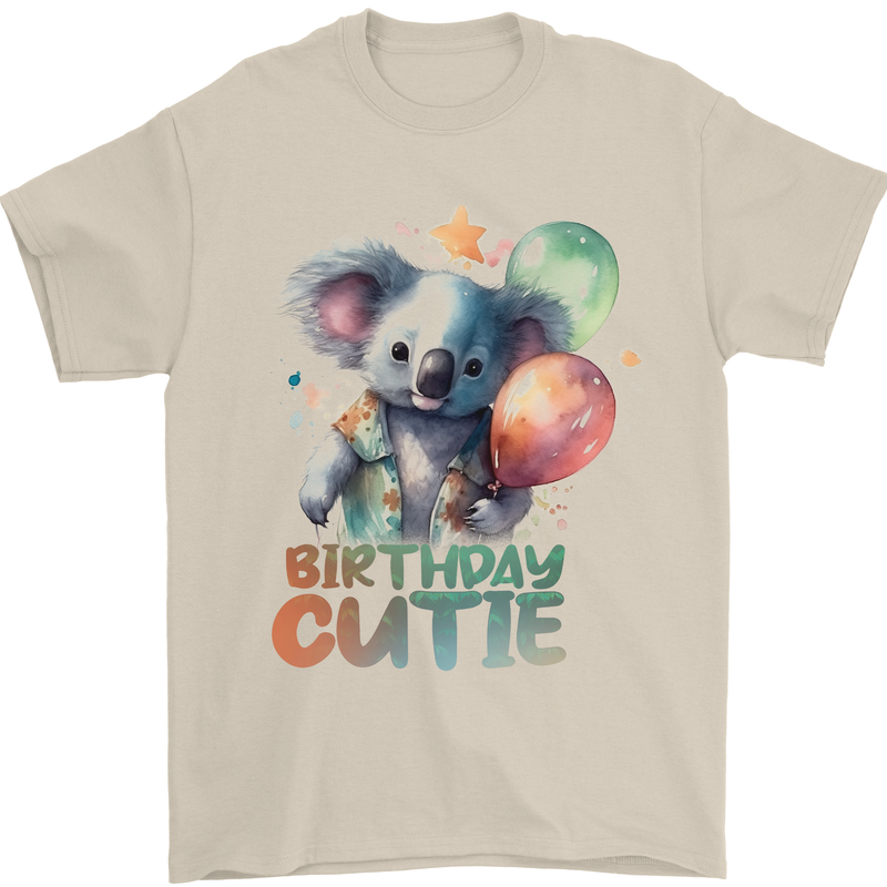 Birthday Cutie Koala 3rd 4th 5th 6th 7th 8th Mens T-Shirt 100% Cotton Sand