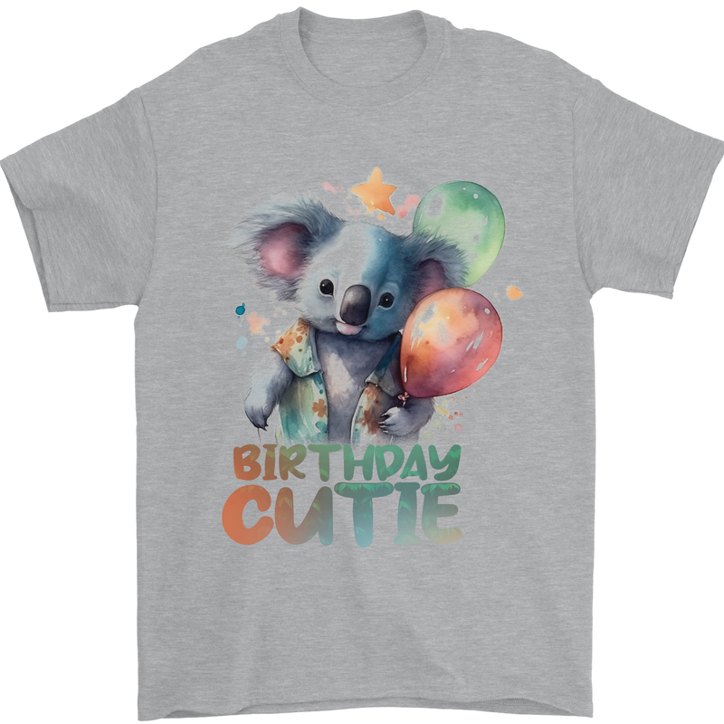 Birthday Cutie Koala 3rd 4th 5th 6th 7th 8th Mens T-Shirt 100% Cotton Sports Grey