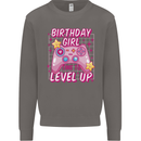 Birthday Girl Level Up Gaming Gamer 6th 7th 8th Mens Sweatshirt Jumper Charcoal