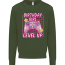 Birthday Girl Level Up Gaming Gamer 6th 7th 8th Mens Sweatshirt Jumper Forest Green