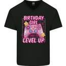 Birthday Girl Level Up Gaming Gamer 6th 7th 8th Mens V-Neck Cotton T-Shirt Black