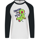 Voodoo Doll Thinking of You Halloween Black Magic Mens L/S Baseball T-Shirt White/Black