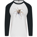 Gruesome Spider Halloween 3D Effect Mens L/S Baseball T-Shirt White/Black