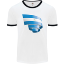 Curled Nicaragua Flag Nicaraguan Day Football Mens Ringer T-Shirt White/Black