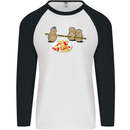 Potato Murder Funny Food BBQ Chef Mens L/S Baseball T-Shirt White/Black