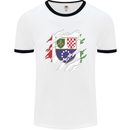 Torn Bosnia and Herzegovina Flag Day Football Mens Ringer T-Shirt White/Black