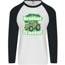 Will Trade Brother For Tractor Farmer Mens L/S Baseball T-Shirt White/Black
