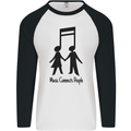 Music Connects Funny Valentines Day Mens L/S Baseball T-Shirt White/Black