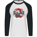 Acid Christmas Skulls Mens L/S Baseball T-Shirt White/Black