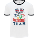 GB Drinking Team Funny Stag Do Doo Beer Mens Ringer T-Shirt White/Black