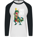 Tree Rex T-Rex Funny Christmas Dinosaur Mens L/S Baseball T-Shirt White/Black