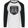 A Mandala Turtle Head Tribal Tortoise Mens L/S Baseball T-Shirt White/Black