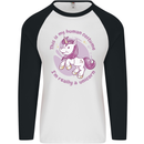 This is My Unicorn Costume Fancy Dress Outfit Mens L/S Baseball T-Shirt White/Black