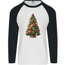 Strawberry Christmas Tree Xmas Mens L/S Baseball T-Shirt White/Black