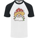 Santa Mushroom Christmas Mycology Foraging Xmas Mens S/S Baseball T-Shirt White/Black