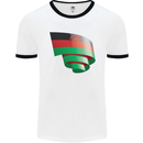 Curled Malawi Flag Malawian Day Football Mens Ringer T-Shirt White/Black