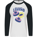 Air Hockey Legend Funny Mens L/S Baseball T-Shirt White/Black