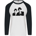 Dick and Doof Aka Laurel & Hardy Mens L/S Baseball T-Shirt White/Black