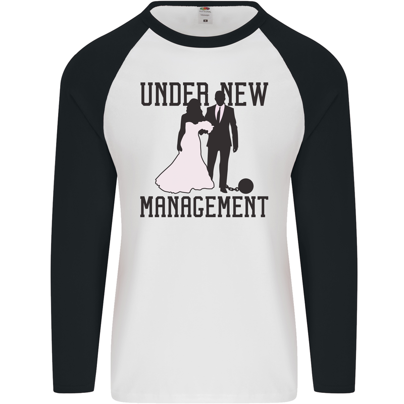 Just Married Under New Management Mens L/S Baseball T-Shirt White/Black