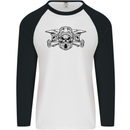 Motocross Skulls Dirt Bike MotoX Motorcycle Mens L/S Baseball T-Shirt White/Black