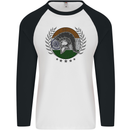India Bodybuilding Flag Gym Training Indian Mens L/S Baseball T-Shirt White/Black