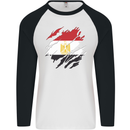 Torn Egypt Flag Egyptian Day Football Mens L/S Baseball T-Shirt White/Black