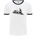 Trains Locomotive Steam Engine Trainspotting Mens Ringer T-Shirt White/Black