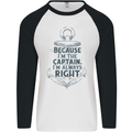 Sailing Captain Narrow Boat Barge Sailor Mens L/S Baseball T-Shirt White/Black