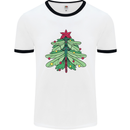 Christmas Dragonfly Xmas Tree Mens Ringer T-Shirt White/Black