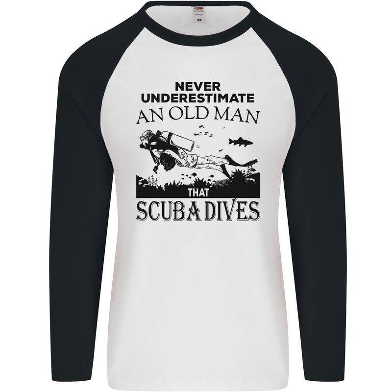 An Old Man That Scuba Dives Diver Dive Mens L/S Baseball T-Shirt White/Black