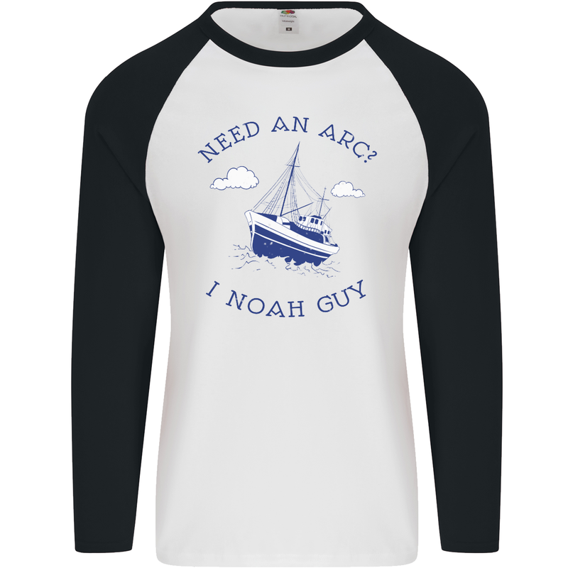 Need an Arc? I Noah Guy Funny Atheist Mens L/S Baseball T-Shirt White/Black