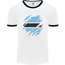 Torn Botswana Flag Batswana Day Football Mens Ringer T-Shirt White/Black