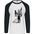 Anarchy Banksy Punk Mum Mens L/S Baseball T-Shirt White/Black