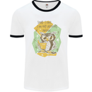 Funny Book Reading Owl Bookworm Books Mens Ringer T-Shirt White/Black