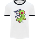 Voodoo Doll Thinking of You Halloween Black Magic Mens Ringer T-Shirt White/Black