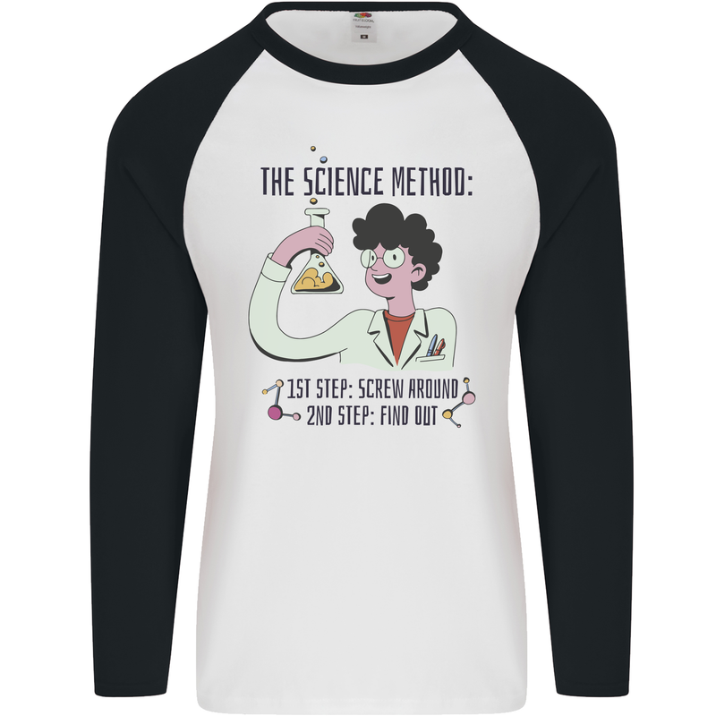 The Science Method Funny Chemistry Geek Mens L/S Baseball T-Shirt White/Black