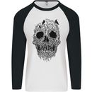 Tree Skull Mens L/S Baseball T-Shirt White/Black