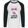 Check Meowt Mens L/S Baseball T-Shirt White/Black