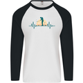Golf Heartbeat Pulse Mens L/S Baseball T-Shirt White/Black
