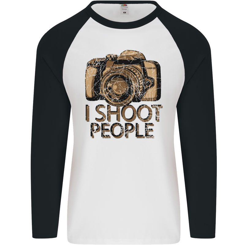 Photography I Shoot People Photographer Mens L/S Baseball T-Shirt White/Black