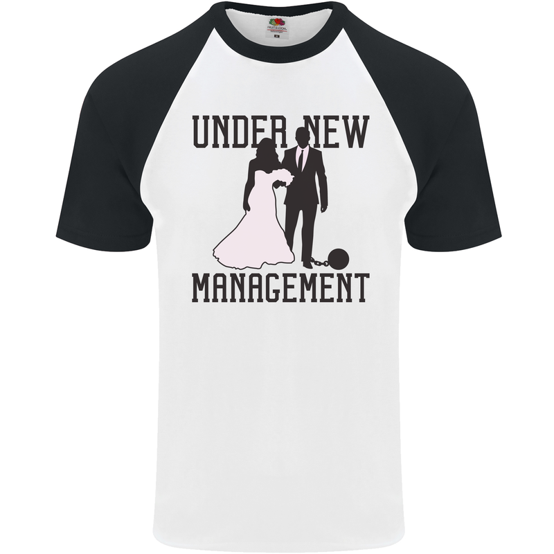 Just Married Under New Management Mens S/S Baseball T-Shirt White/Black