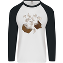 Spell Book Magic Magician Magical Mens L/S Baseball T-Shirt White/Black