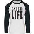 Choose Life Fancy Dress Outfit Costume Mens L/S Baseball T-Shirt White/Black