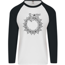 Dragon Symbol Fantasy Chinese Japanese Mens L/S Baseball T-Shirt White/Black