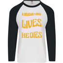 Bookworm Reading a Reader Dies Funny Mens L/S Baseball T-Shirt White/Black