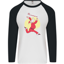 Santa Baton Twirling Christmas Gymnastics Xmas Mens L/S Baseball T-Shirt White/Black