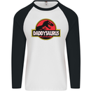 Daddysaurus Funny Father's Day Daddy Mens L/S Baseball T-Shirt White/Black