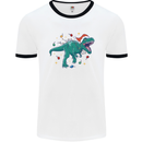 Angry Christmas T-Rex Xmas Dinosaur Mens Ringer T-Shirt White/Black