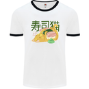 Sushi Cat Mens Ringer T-Shirt White/Black