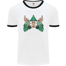 Christmas Elf Video Game Controller Joypad Xmas Mens Ringer T-Shirt White/Black